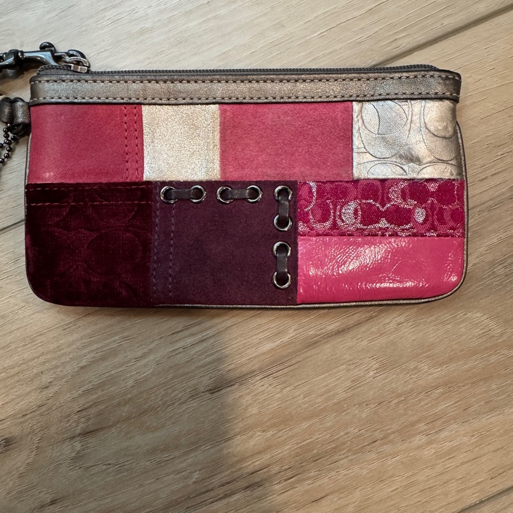 Coach Pink and Red Clutch Wristlet